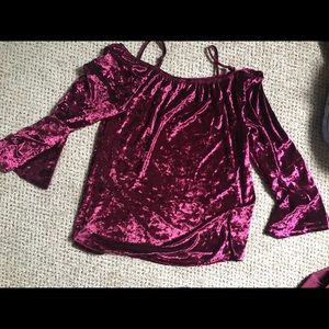 Off the shoulder suede burgundy top. Never worn